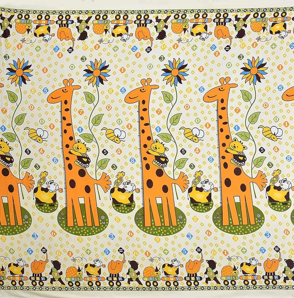 220TC_Elastic_Fitted_100%_Cotton_Feel_Printed_King_Size_Single_Bed_Bedsheet_with_1_Pillow_Cover_(36"x78"_Upto_6"_Mattress)_Yellow_Giraffe
